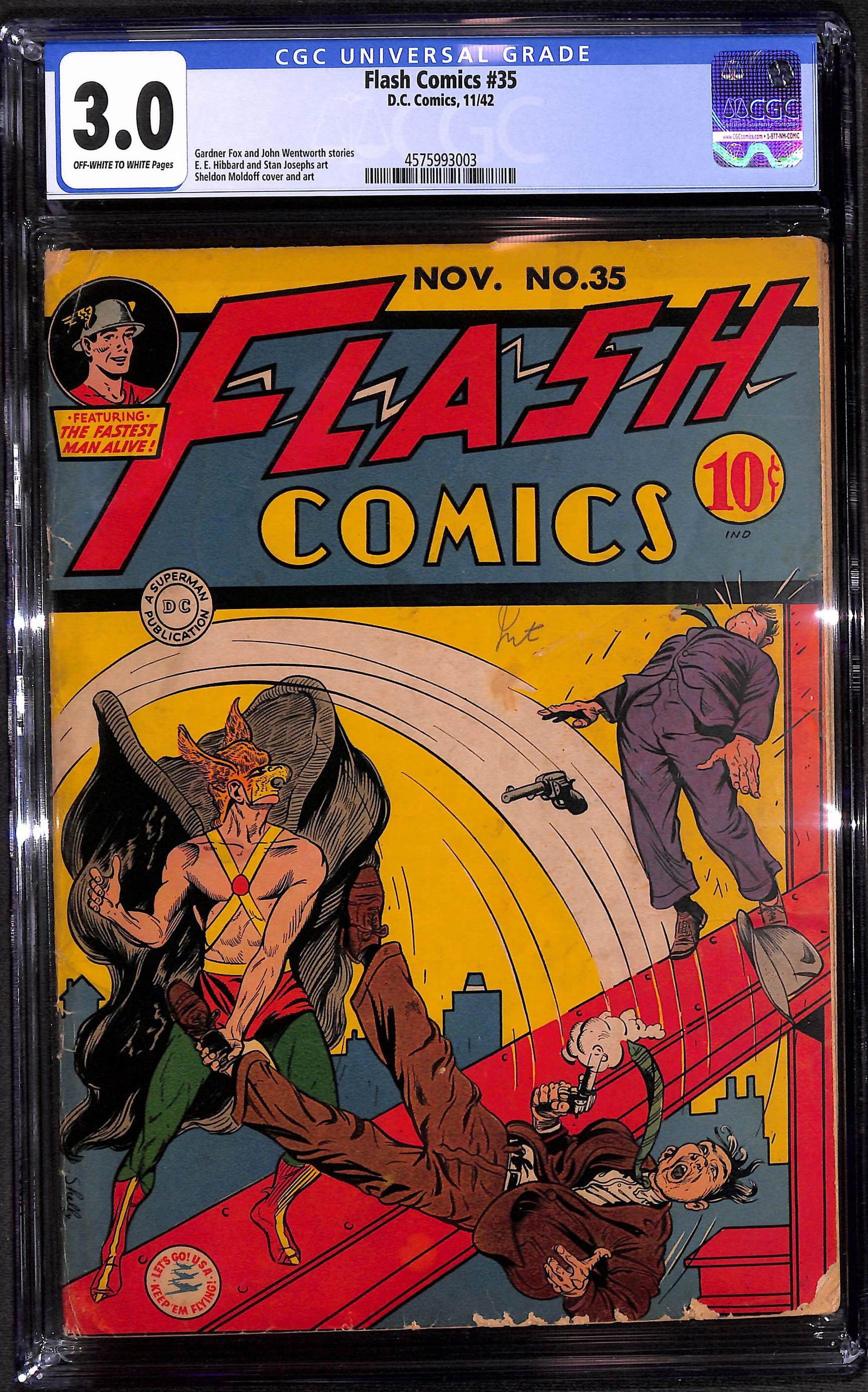Flash Comics #35 CGC 3.0 D.C. Comics, 11/42  Sheldon Moldoff cover and art - Fox and Wentworth (1 of 2)