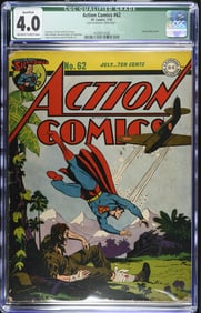 Action Comics #62 DC, July 1943. CGC 4.0 Off White - White pages - Qualified Jack Burnley Cover