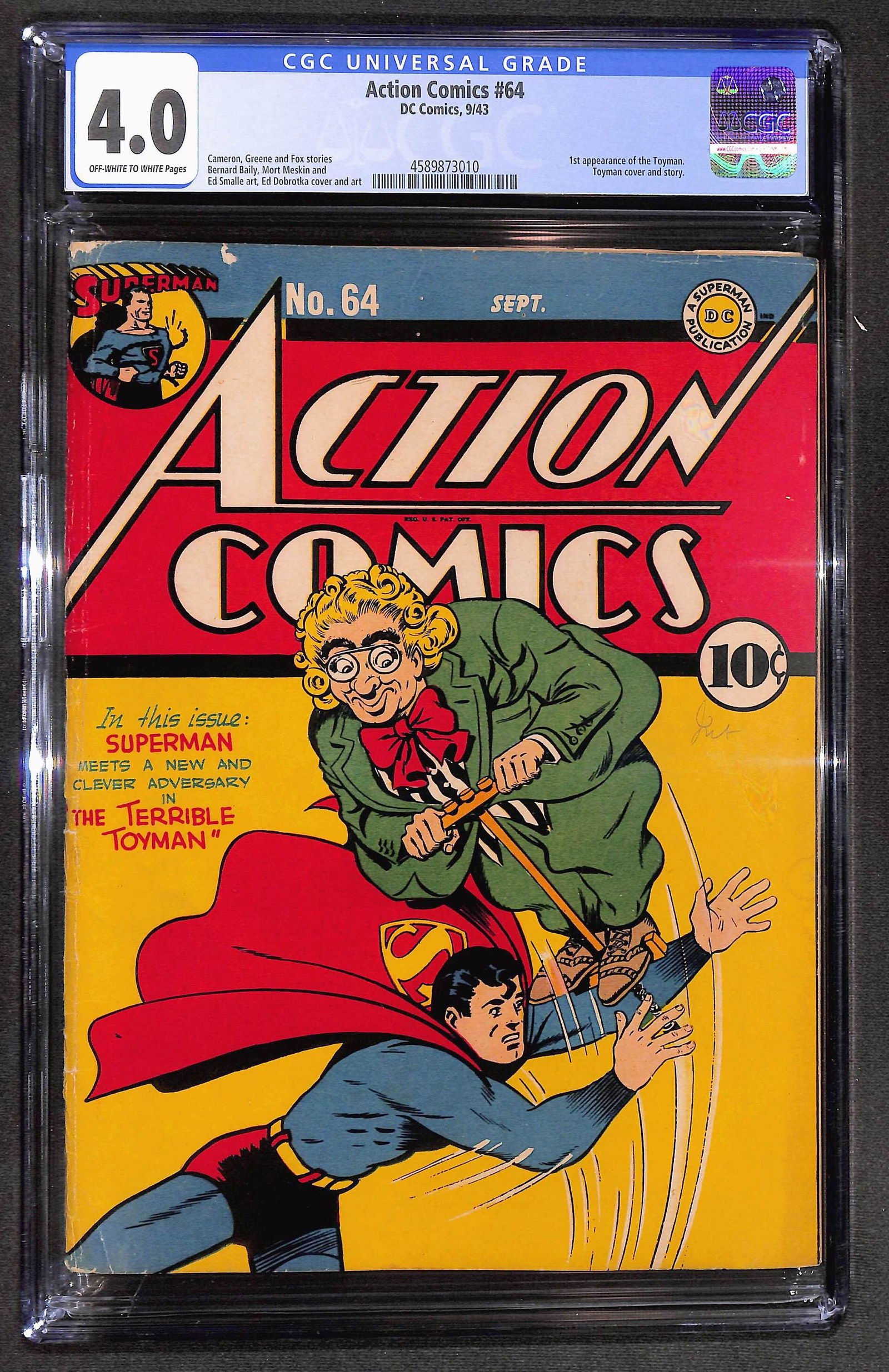 Action Comics #64 CGC 4.0 KEY ISSUE First Appearance of Toyman DC Comics September 1943  Golden Age (1 of 2)