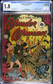 Wonder Woman #5 CGC 1.8 DC Comics June 1943 KEY ISSUE 1st appearance of Dr. Psycho. Duke of