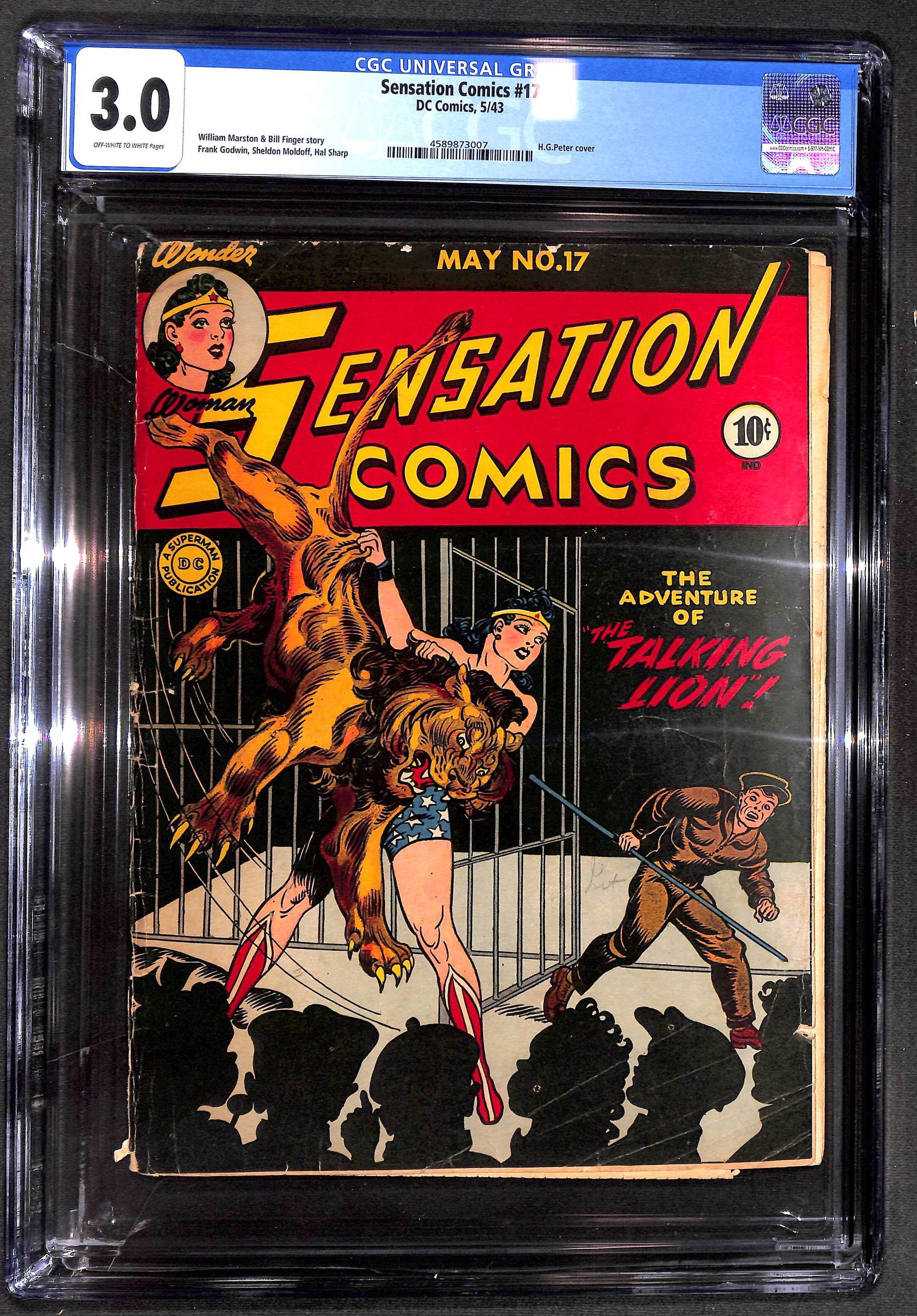 Sensation Comics #17 CGC 3.0 Featuring Wonder Woman in the Adventure of The Talking Lion! H.G. Peter (1 of 2)