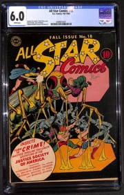 All Star Comics #18 CGC 6.0 DC Comics Fall 1943 Gardner Fox stories Insects turn to Crime! Justice