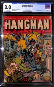 Hangman Comics #3 CGC 3.0 Off White pgs MLJ Magazines Summer 1942 First Nazi War Comic Cover