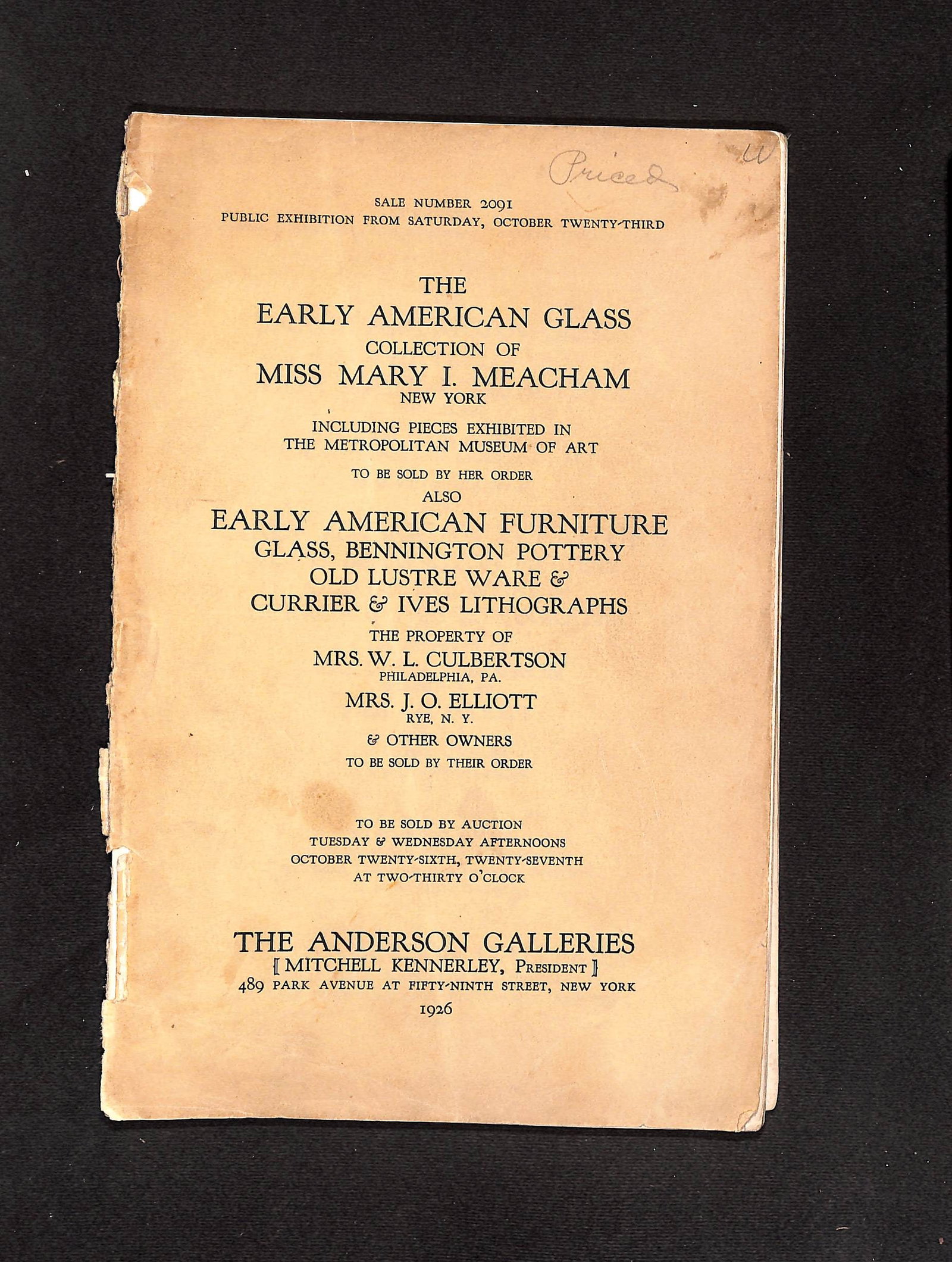 Anderson Galleries Sale 2091, The Early American Glass Collection of Miss Mary I. Meacham, 1926: Anderson Galleries Sale 2091, The Early American Glass Collection of Miss Mary I. Meacham, 1926 SHIPPING: All shipping is handled in-house, and we gladly combine shipping whenever possible. Orders ove