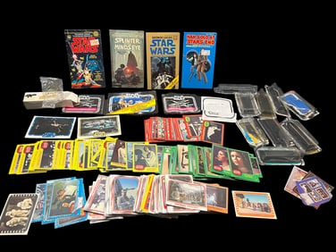 Mixed Original Star Wars Toys, Cards & Paperback Lot – Trading Cards, THE FORCE Ring, Blaster