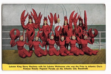 c. 1940s Linen Postcard: Hackney's Lobster Waitresses, Boardwalk Pageant Winners, Atlantic City