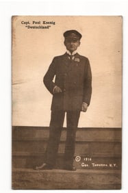 1916 RPPC Portrait of Capt. Paul Koenig, German Merchant Submarine Deutschland, New York City.