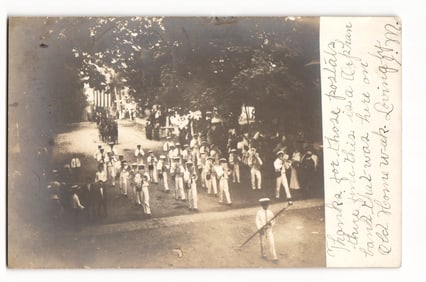 RPPC of Orphan Band at Old Home Week Parade in Sailor Uniforms, Newville, Pennsylvania 1908