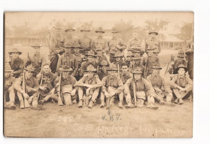 WWI-Era RPPC of West Virginia Co. D, 4th Regt, 1st Platoon Soldiers, Signed by Commander 1916.