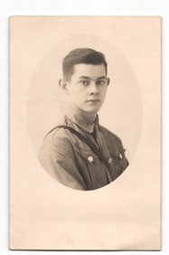 RPPC Portrait of a German Hitler Youth Member with 1/46 Unit Collar Tab Insignia, c. 1930s-40s