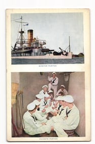 c. 1910s Color Postcard of the US Navy USS Monitor Puritan & Sailors' "Favorite Pastime" Game.