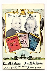 c. 1950s Postcard Depicting Father Divine & Mother Divine, International Peace Mission Leaders.