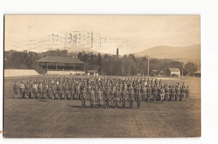 1919 RPPC of U.S. Army Soldiers in Formation at Cole Field, Williams College, Williamstown, Mass