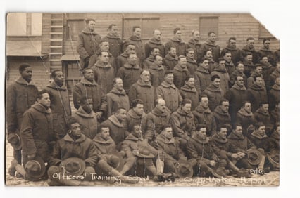 WWI Era RPPC of Racially Integrated Officers' Training School Group at Camp Upton, New York c. 1919