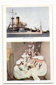 c. 1905 UDB Postcard Showing US Navy Monitor Puritan & Sailors Playing Cards "Favorite Pastime"