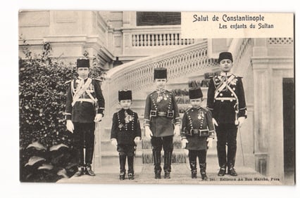 c.1905 Postcard of the Ottoman Sultan's Children in Military Uniforms, Constantinople, Turkey