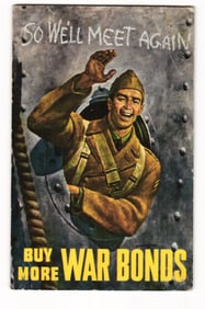 WWII "So We'll Meet Again" War Bonds Postcard, 1945 Mailed & Censored APO to Old Greenwich, CT