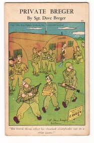 1942 Private Breger Comic Postcard by Sgt. Dave Breger, US Army Soldiers in Britain, Crap Game