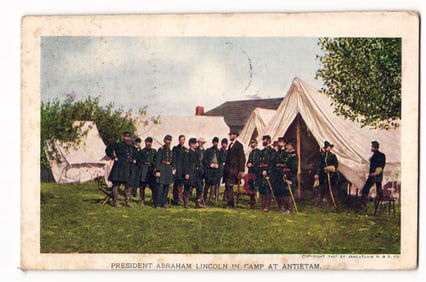 President Lincoln & Gen. McClellan at Antietam, 1907 Jamestown Exposition Souvenir Postcard.