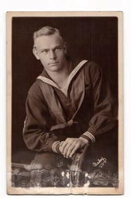 RPPC WWI Era US Navy Sailor Studio Portrait by Bailey Studios, New York & Philadelphia, c. 1918