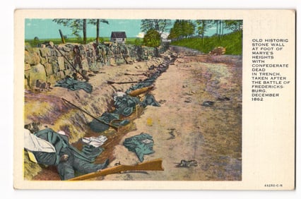 Civil War Postcard: Confederate Dead in Sunken Road by Stone Wall, Marye's Heights, VA 1862