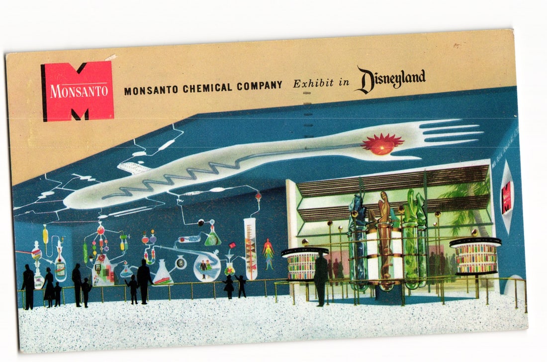 1957 Disneyland Postcard of Monsanto's Hall of Chemistry & Chemitron Exhibit in Tomorrowland. (1 of 2)