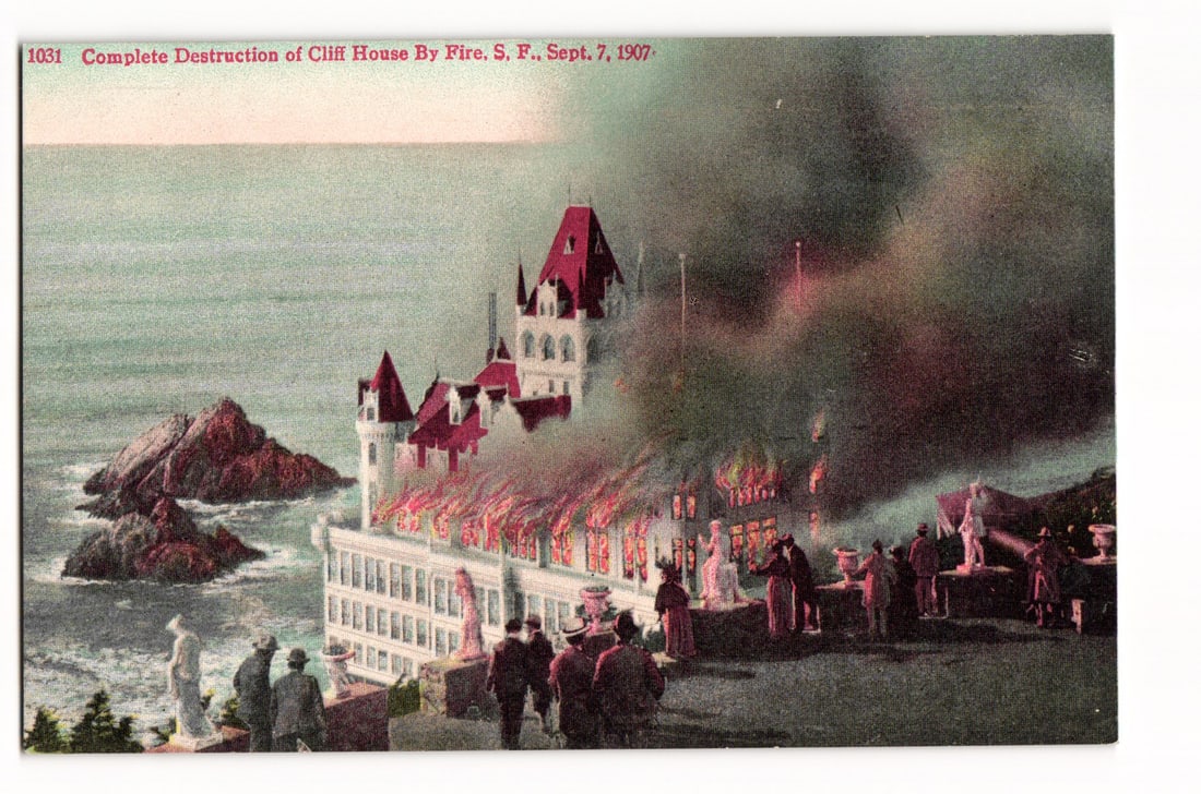 Vintage Postcard showing the Complete Destruction of Cliff House by Fire, San Francisco, CA, 1907: Please view photos for further description and condition considerations. Please know the scans may be darker or lighter than the actual card's true appearance. ACME Auctions offers FREE DOMESTIC SHIPP