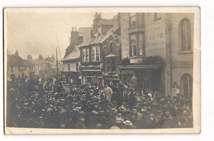 Unknown political figure speaking in front of Edwardian crowd Likely London early 1900's