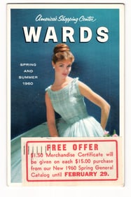 1960 Montgomery Ward Spring Summer Catalog Advertising Postcard with Free Offer, Waterbury CT