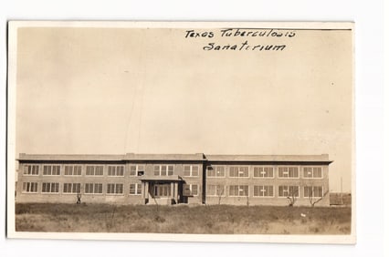 RPPC Real Photo Postcard view of the Texas Tuberculosis Sanatorium, historic medical facility c.