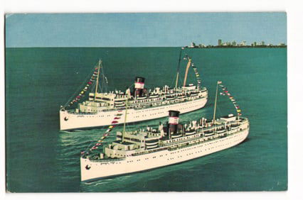 Postcard of S.S. Yarmouth & S.S. Yarmouth Castle, Twin Fun Ships on Miami-Nassau Cruises, 1960s