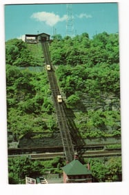 Postcard showing the Mt. Washington Incline railway ascending the hillside in Pittsburgh, PA c.
