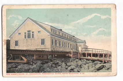Postcard showing the New Summit House on Mt. Washington, Presidential Range, White Mountains, NH c.