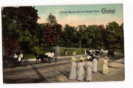 Postcard showing the Lower Boulevard at Gordon Park in Cleveland, Ohio, the Sixth City, circa 1912.