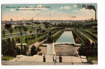 Postcard showing the Bird's Eye View of Canton from the McKinley Monument, Canton, Ohio c. 1916