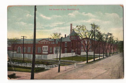 Postcard view of The Russell & Co. manufacturing plant and factory grounds, Massillon, Ohio c. 1910s