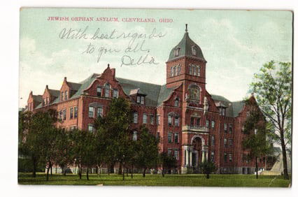 Postcard showing the large brick Jewish Orphan Asylum building in Cleveland, Ohio, early 1900s.