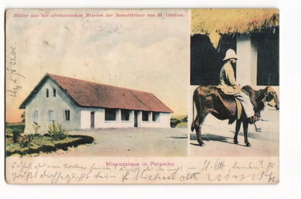 Postcard of the Benedictine Mission of St. Ottilien in Peramiho, German East Africa, circa 1910s.
