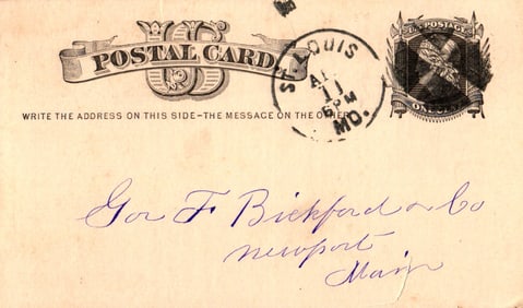 1879 Postal Card advertising Jos. A. Buckland Flour & Grain Commission of St. Louis, Missouri.