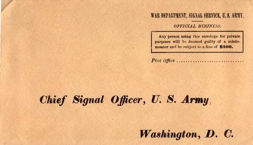 U.S. Army War Department Signal Service Official Business envelope addressed to the Chief Signal
