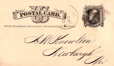 1881 Victor Sewing Machine Company Advertising Postal Card, Middletown CT to Newburgh ME with order.