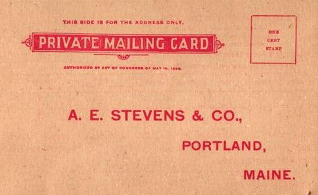 Private Mailing Card postcard for A.E. Stevens & Co., Wheel and Spoke Mfgrs., Portland, Maine c1900