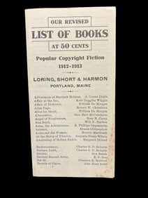Advertising mailer from Loring, Short & Harmon of Portland, Maine. Popular Fiction book list