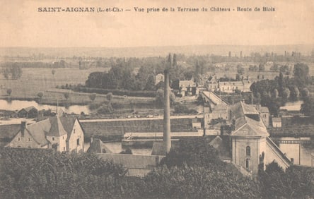 Postcard view of Saint-Aignan, L.-et-Ch., France, taken from the Terrace of the Château, c. 1910s.