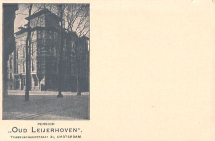 Postcard of the Pension Oud Leijerhoven guesthouse, Tesselschadestraat in Amsterdam, Netherlands c.