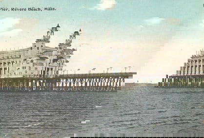 Postcard showing the ornate and grand entertainment pier at Revere Beach, Massachusetts, circa 1913