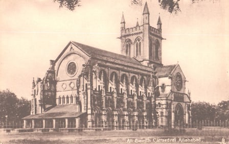 Raphael Tuck & Sons postcard of All Saint's Cathedral in Allahabad, India. Sepia view of the Gothic