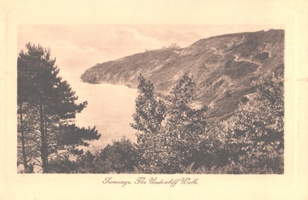Raphael Tuck & Sons postcard of The Undercliff Walk, a picturesque seaside path in Swanage, England.