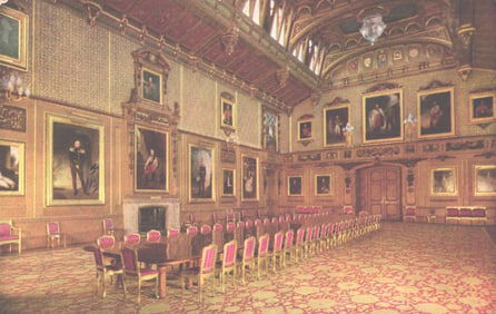 Tuck's "Oilette" Postcard of the Waterloo Gallery in The State Apartments, Windsor Castle, England.