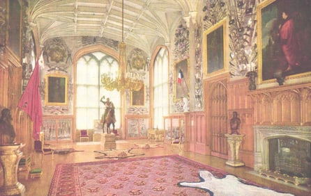 Raphael Tuck & Sons postcard of the Guard Room in the State Apartments of Windsor Castle, England.